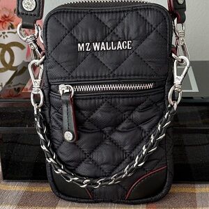 MZ Wallace Black Micro Quilted Crossbody Bag